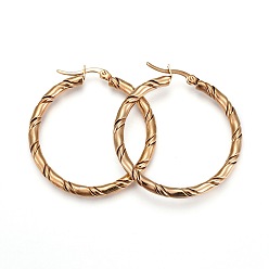 Золотой Серьги из 304 нержавеющей стали, гипоаллергенные серьги, кольцо, скрученный, золотые, 41.5x39x3.5 мм , штифт: 1 мм