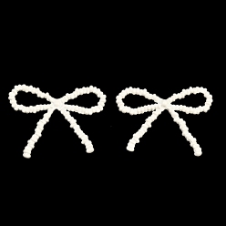 White Spray Painted Alloy Pendants, Bowknot Charms, Cadmium Free & Nickel Free & Lead Free, White, 29x38x4mm, Hole: 13x6mm