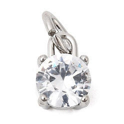 Прозрачный Тема "камень дня рождения" на апрель 304 подвески из нержавеющей стали, круглые, с k 9 стеклом, полировка, с целью перехода в кольце, граненые, цвет нержавеющей стали, прозрачные, 10.5x7x6 мм, отверстие : 2.2x4.4 мм