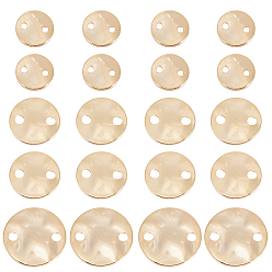 Настоящее золото 24K 70шт 3 стили латунные подвески для разъемов, скручивание плоских круглых звеньев, реальный 24 k позолоченный, 6~10x0.8~1 мм, отверстие : 0.8~1.4 мм