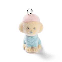 Синий Кулоны из флокированной смолы, собака, синие, 29x17x17 мм, отверстие : 1.8 мм