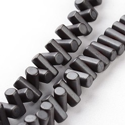 Non-magnetic Hematite Non-magnetic Synthetic Hematite Beads Strands, Frosted, Column, 3x7mm, Hole: 1mm, about 165pcs/strand, 16 inch