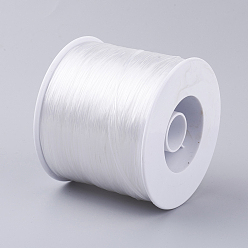 White Korean Flat Elastic Crystal String, Elastic Beading Thread, for Stretch Bracelet Making, White, 0.5mm, about 546.8 yards(500m)/roll