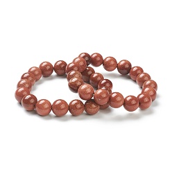 Камень с Пылевым Золотом Синтетический голдстоуновские бисерные браслеты простирания, круглые, бусины : 12~12.5 мм, внутренний диаметр: 2-1/8 дюйм (5.4 см)