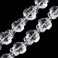 Clear Transparent Glass Beads Strands, Turtle, Dyed & Hearted, Clear, 17.5~18.5x13.5~14x8~8.5mm, Hole: 1~1.2mm, about 40~45pcs/strand, 26.77~30.12 inch(68~76.5cm)