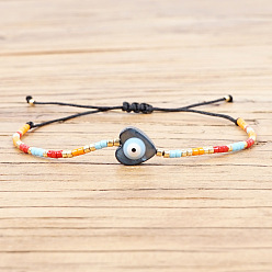 (52) Непрозрачная лаванда Браслеты из плетеных бусин из богемского стекла, украшения от сглаза из натуральных ракушек для женщин, сердце, разноцветные