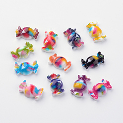 Mixed Color Spray Painted Resin Cabochons, Candy, Mixed Color, 9x16x5mm