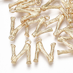 Letter N Латунные подвески, буквы, реальный 18 k позолоченный, letter.n, 15.5x11.5x2 мм, отверстие : 1.5 мм