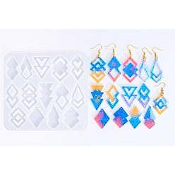 Белый Силиконовые формы, формы для литья подвесок, для уф-смолы, изготовление изделий из эпоксидной смолы, белые, 124x132x4.5 мм, отверстие : 2 мм