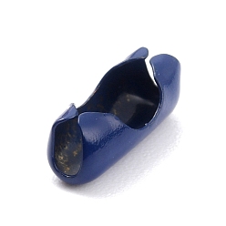 Dark Blue Brass Ball Chain Connectors, Dark Blue, 9x3~3.5mm, Hole: 2.5mm