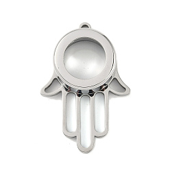 Нержавеющая Сталь Цвет 304 подвески-медальоны из нержавеющей стали, со стеклом, оберег на руку хамса, цвет нержавеющей стали, 41x28x10.5 мм, отверстие : 2.2 мм