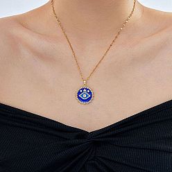 Золотой Латунный синий эмалевый кулон от сглаза, ожерелья с цепочкой для женщин и мужчин, золотые, 15.75 дюйм (40 см)