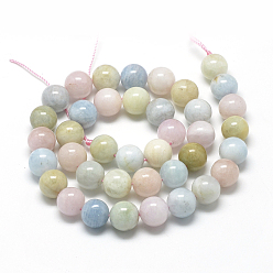 Morganite Natural Morganite Beads Strands, Grade A, Round, 10mm, Hole: 1mm, about 40pcs/strand, 15.7 inch