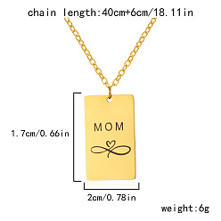 Золотой День матери 304 ожерелья из нержавеющей стали с подвеской в виде прямоугольника в форме сердца для женщин, золотые, 15.75 дюйм (40 см)
