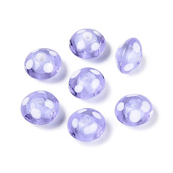 Lilac Handmade Lampwork Beads, Bead in Bead, Flying Saucer with Polka Dot, Lilac, 13~15x9~10.5mm, Hole: 0.8~1.8mm, about 50pcs/strand, 16.93~18.90 inch(43~48cm)