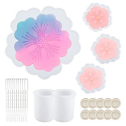 (52) Непрозрачная лаванда Наборы для изготовления подставок под чайный поднос своими руками, с силиконовыми формами, латексные кроватки, пластиковые переносные пипетки, силиконовый мерный стакан 100 мл, разноцветные, 350x350x9 мм, 120x120x9 мм, 4 шт / комплект, 1 комплект