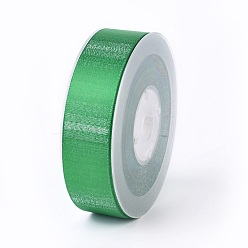 Vert Ruban satin polyester double face, avec couleur argent métallique, verte, 1 pouces (25 mm), à propos de 100yards / roll (91.44m / roll)