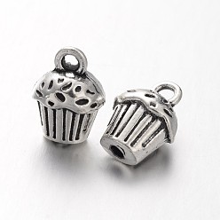 Античное Серебро Сплавочные подвески тибетского стиля, без кадмия, без никеля и без свинца, торт, античное серебро, 14x10x8 мм, отверстие : 2 мм, половине просверлил: 2 мм