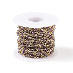 Аметист Натуральный аметист ручной работы из бисера, с латунной фурнитурой , золотые, несварные, круглые, граненые, с катушкой, 12x1~1.25 мм, бусина : 2~2.5 mm, около 32.8 футов (10 м) / рулон