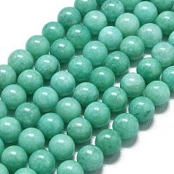 Бирюза Натуральный Malaysia нефритовые бусы пряди, окрашенная и подогревом, круглые, бирюзовые, 8~8.5 мм, отверстие : 1.2 мм, около 48 шт / нитка, 14.96 дюйм (38 см)