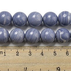 Agate Blue Lace Brins de perles d'agate en dentelle bleue synthétique, ronde, 12mm, Trou: 1mm, Environ 33 pcs/chapelet, 15.94'' (40.5 cm)