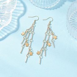 Золотой Латунная цепочка с звеньями и серьгами в форме звезды, с  латунными крючками для серег, кисточкой люстра серьги, золотые, 96x19 мм