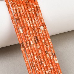 Orange Red Dyed Synthetic Imperial Jasper Beads Strands, Column, Orange Red, 4x2mm, Hole: 0.8mm, about 102pcs/strand, 15.75''(40cm)