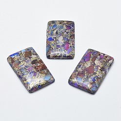 Imperial Jasper Natural Regalite/Imperial Jasper/Sea Sediment Jasper Big Pendants, with Brass Line, Rectangle, 50x30x6mm, Hole: 1mm