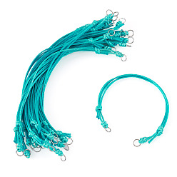 Vert De Mer Clair 20Pièces de cordon en polyester ciré pour la fabrication de bracelets, avec 304 anneaux en acier inoxydable, couleur inox, vert de mer clair, 10.55 pouce (26.8 cm)