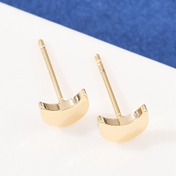 Настоящее золото 18K Серьги-гвоздики в форме луны из латуни для женщин, реальный 18 k позолоченный, 7x5.5 мм
