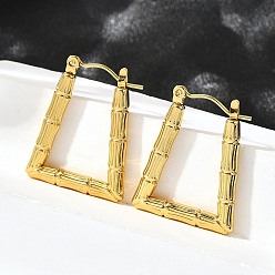 Настоящее золото 18K 304 серьги из нержавеющей стали для женщин, ионное покрытие (ip), трапециевидные, реальный 18 k позолоченный, 26.5x21.5x3 мм