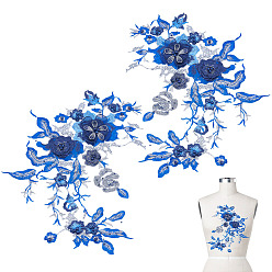 Королевский синий 3 полиэстеровые нитки для вышивания, пришивание и термонаклейка заплаток, аппликации из ткани, цветок, королевский синий, 295x325x7 мм