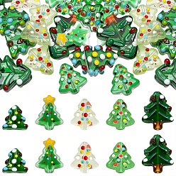 (52) Непрозрачная лаванда 20 шт. 5 стили стеклянные эмалевые бусины, Рождественские елки, разноцветные, 16~26x14.5~20x7~8.5 мм, отверстие : 1.2~1.5 мм, 4 шт / стиль