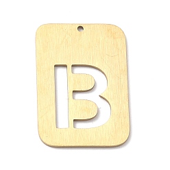 Letter B Ionenbeschichtung (IP) 304 Edelstahlanhänger, Rechteck mit Alphabet, hohl, letter.b, 32x22x1 mm, Bohrung: 1.5 mm