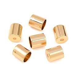 Real 18K Gold Plated SHEGRACE Brass Cord Ends, Column, Cadmium Free & Nickel Free & Lead Free, Real 18K Gold Plated, 7x6mm, Hole: 1.4mm, Inner Diameter: 5.3mm