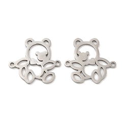 Stainless Steel Color Non-Tarnish 201 Stainless Steel Connector Charms, Bear Links, Stainless Steel Color, 18x20x0.8mm, Hole: 1.4mm