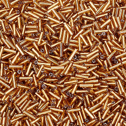 Verge D'or 3000 pièces de perles de verre argentées, trou rond, verge d'or, 6~7x1.5~2mm, Trou: 0.5mm
