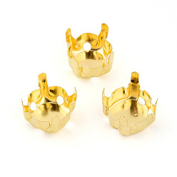 Золотой 201 нержавеющая сталь для пришивания зубцов, настройки когтей для стразов с плоской обратной стороной, плоско-круглые, золотые, пригодный для стразов 7.5 мм, 7.5x6 мм, отверстие : 1.2 мм