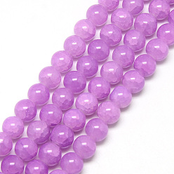 Medium Orchid Baking Painted Crackle Glass Bead Strands, Round, Medium Orchid, 10mm, Hole: 1.3~1.6mm, about 80pcs/strand, 31.4 inch