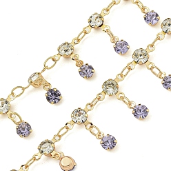 Настоящее золото 18K Цепи латуни, со стеклянными ссылками, без кадмия, без никеля и без свинца, плоско-круглые, пайки, с катушкой, реальный 18 k позолоченный, 9x4x3.5 мм