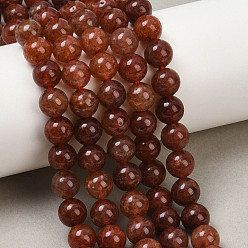 Клубничный Кварц Природного кварца клубники нитей бисера, круглые, 8 мм, отверстие : 1 мм, около 50 шт / нитка, 15.24'' (38.7 см) ~ 15.43'' (39.2 см)