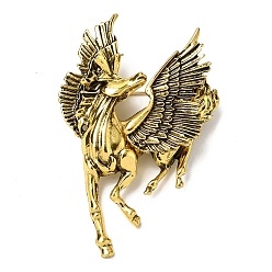 Античное Золото Броши из сплава в виде лошадей для рюкзаков и одежды, античное золото , 68x43.5 мм