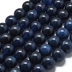 Морской Синий Натуральный Malaysia нефритовые бусы пряди, окрашенная и подогревом, круглые, Marine Blue, 10 мм, отверстие : 1.2 мм, около 39 шт / нитка, 14.96 дюйм (38 см)