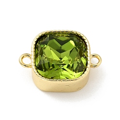 Настоящее золото 18K Покрытие для стойки латунь зеленый кубический цирконий соединительные подвески, квадратный, без кадмия, без никеля и без свинца, реальный 18 k позолоченный, 12x16x6.5 мм, отверстие : 1.4 мм