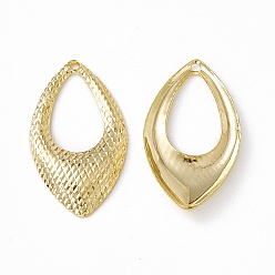 Real 24K Gold Plated Brass Pendants, Cadmium Free & Lead Free, Teardrop Charm, Real 24K Gold Plated, 23.5x13x2mm, Hole: 1mm