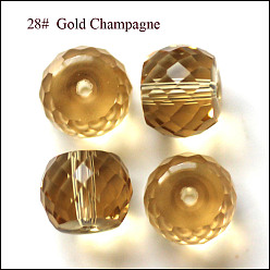 Золотистый Имитация Австрийские кристаллические шарики, класс AAA, граненые, барабан, золотые, 8x6.5 мм, отверстие : 0.7~0.9 мм