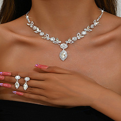 Прозрачный Комплекты из цепочек-подвесок и серег-гвоздиков с подвесками в виде конского глаза и латунных страз, прозрачные, ожерелье: 11.81 дюйм (300 мм)