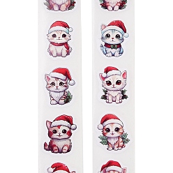 (52) Непрозрачная лаванда Рождественский раунд с наклейками на рулоне слов, самоклеящиеся бумажные наклейки, для партии, декоративные подарки, разноцветные, 62x26.5 мм, 500шт / рулон