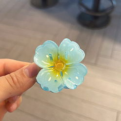 Голубой Цветочные пластиковые заколки для волос с когтями, аксессуары для волос для женщин и девочек, голубой, 40x40x30 мм