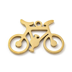 Bicycle 201 Stainless Steel Pendants, Laser Cut, Golden, Bicycle, 11x17x1mm, Hole: 1.2mm, 5pcs/bag